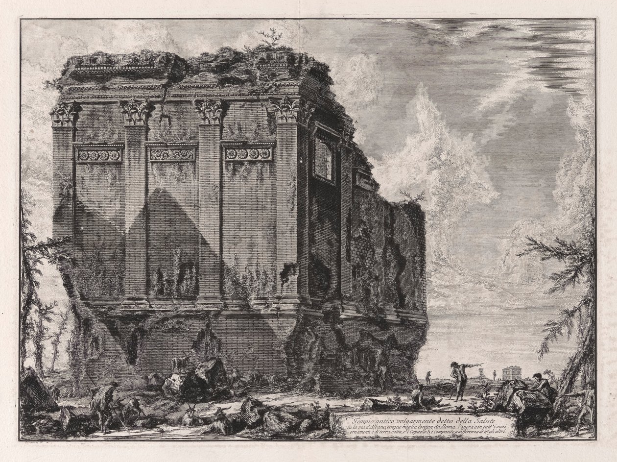 Forntida tempel allmänt känt som della Salute på Via d av Giovanni Battista Piranesi