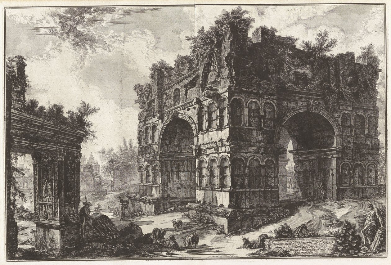 Det så kallade Janustemplet. A. Den så kallade Argentarii-bågen, ur Vedute di Roma (Vy över Rom) av Giovanni Battista Piranesi