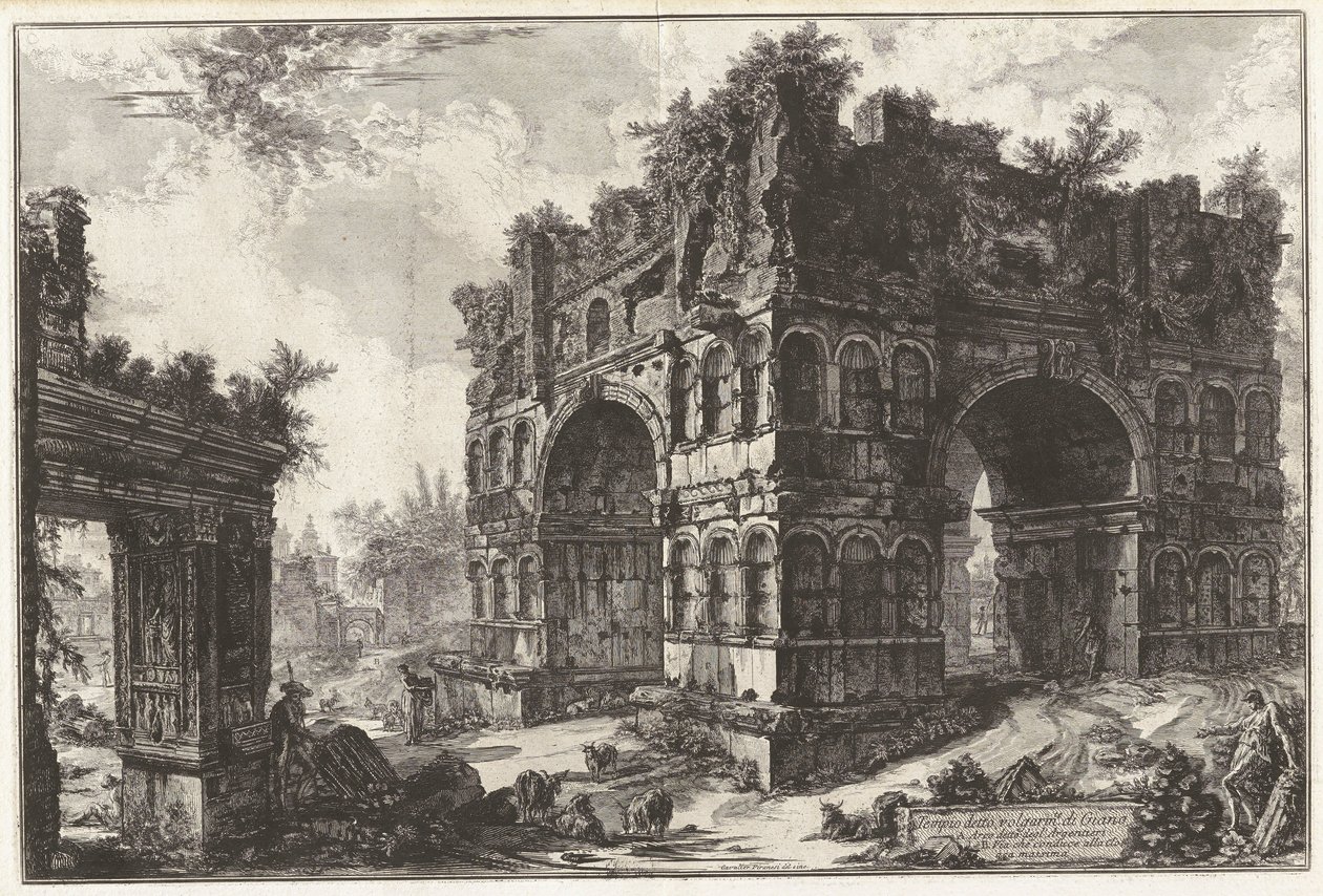 Tempel som heter volgarm.te di Giano. A. Arco känd som degl av Giovanni Battista Piranesi