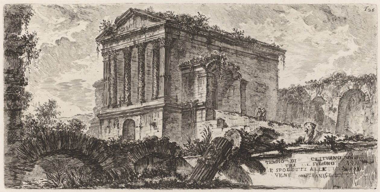 Temple of Clitumno mellan Foligno och Spoletti av Giovanni Battista Piranesi