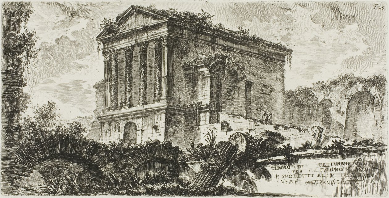 Temple of Clitumnus mellan Foligno och Spoleto, skylt 26 från Some Views of Triumphal Arches och andra monument av Giovanni Battista Piranesi