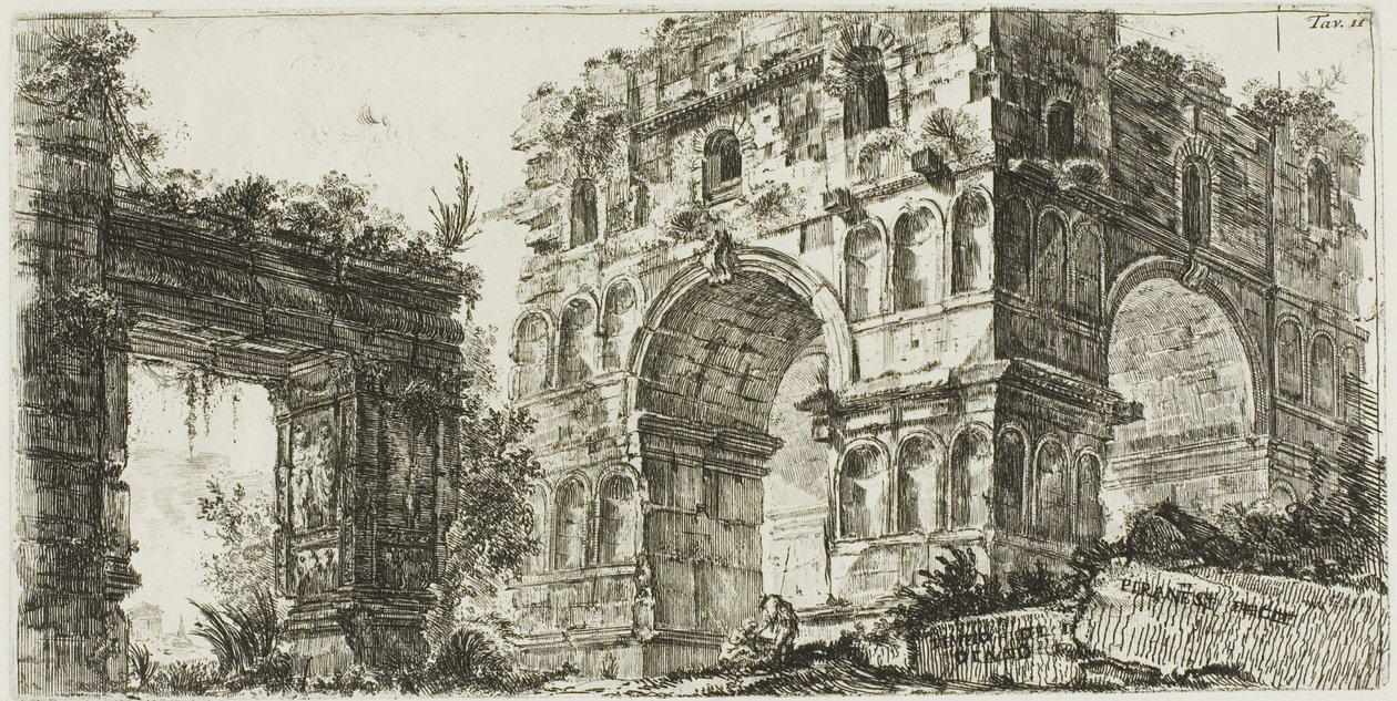 Janus tempel, skylt 11 från Some Views of Triumphal Arches och andra monument av Giovanni Battista Piranesi