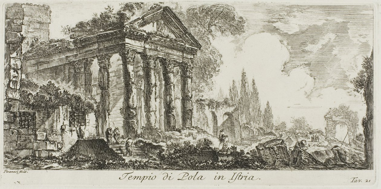 Polatemplet i Istrien, skylt 21 från Some Views of Triumphal Arches och andra monument av Giovanni Battista Piranesi