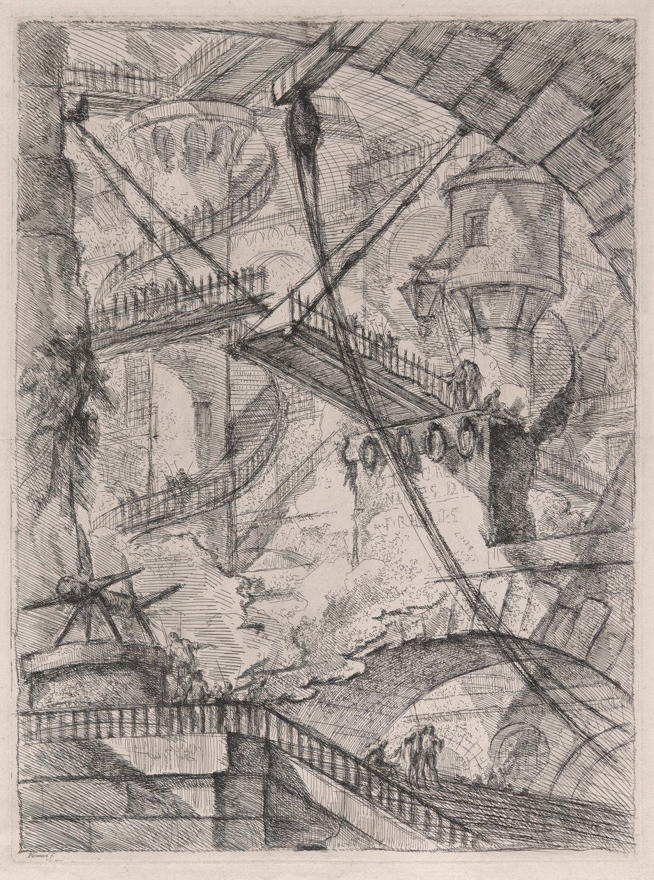 Drawbridge, från Carceri d av Giovanni Battista Piranesi
