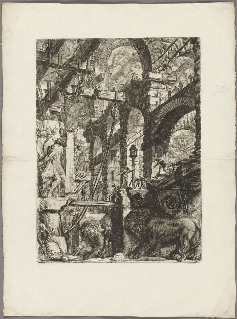 The Lion Bas-Reliefs, skylt 5 från Imaginary Prisons av Giovanni Battista Piranesi
