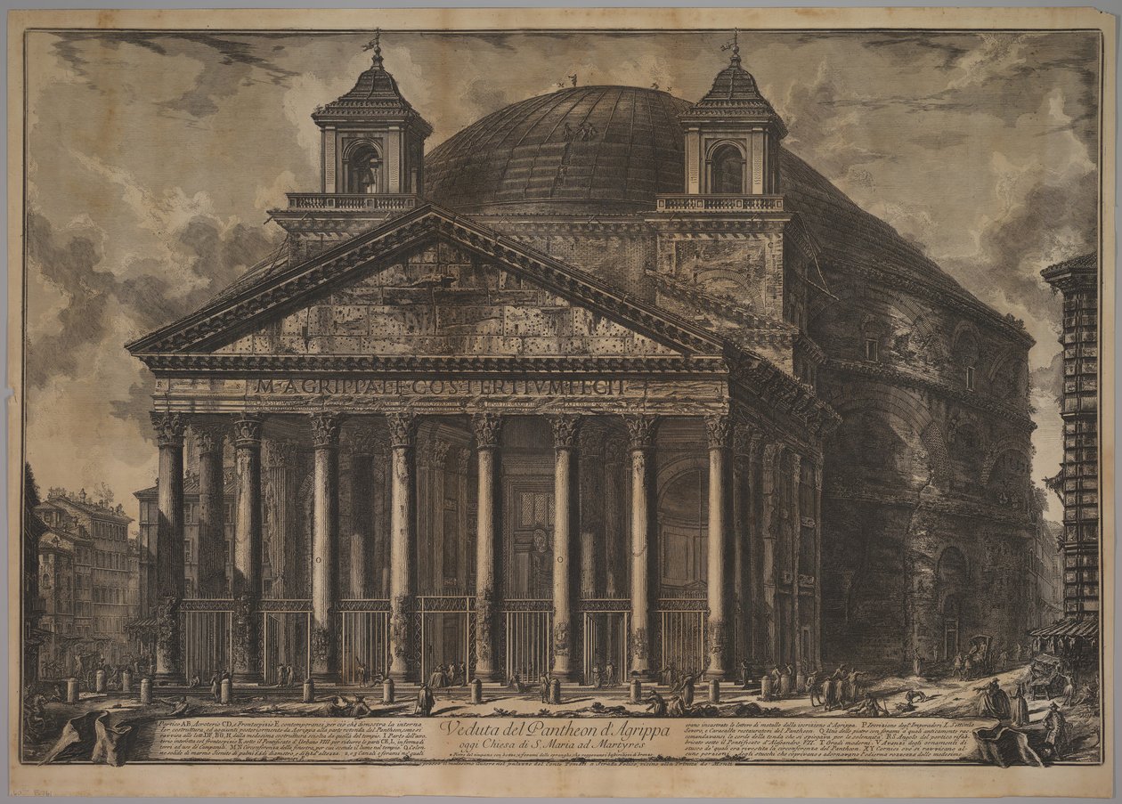Pantheon exteriör Vy över Pantheon of Agrippa idag Church of S. Maria ad Martyres, 1720-78. av Giovanni Battista Piranesi