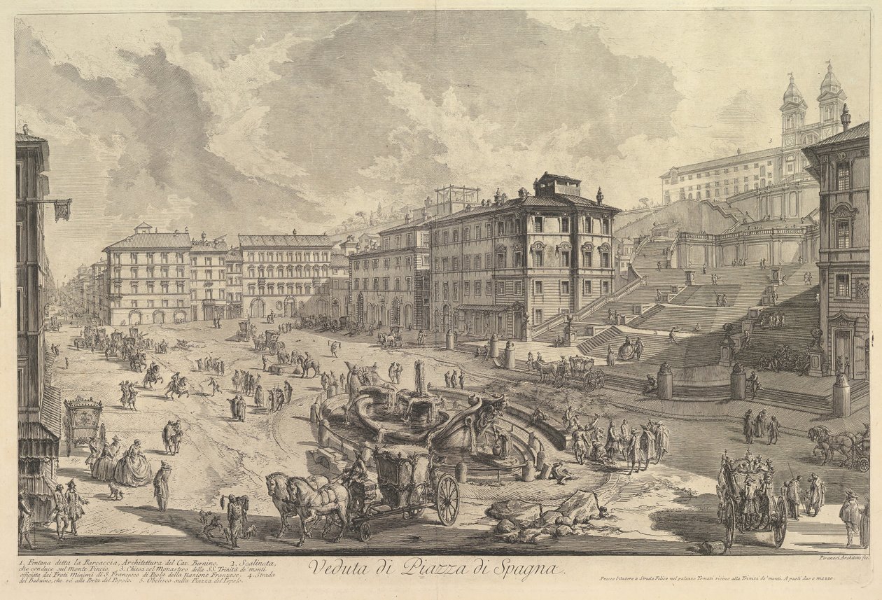 Spanska trappan Utsikt över Spanska trappan, ca. 1750. av Giovanni-Battista Piranesi