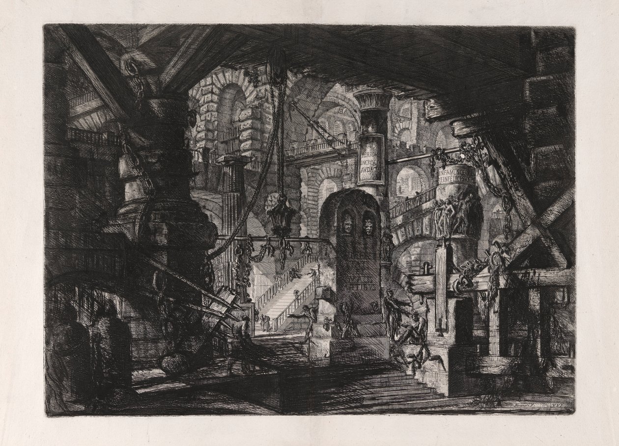 The Pier with Chains, skylt 16 från Carceri d av Giovanni Battista Piranesi