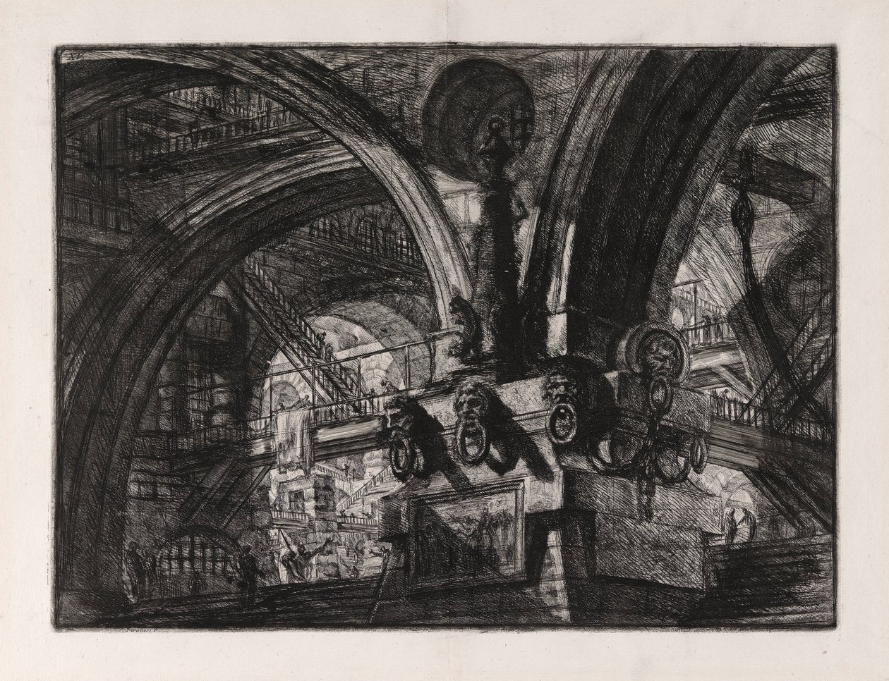 Piren med en lampa, skylt 15 från Carceri d av Giovanni Battista Piranesi