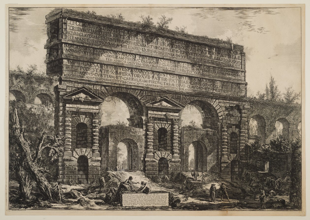 Porta Maggiore, ursprungligen en valvbåge i Aqua Claudia och Anio Novus av Giovanni Battista Piranesi