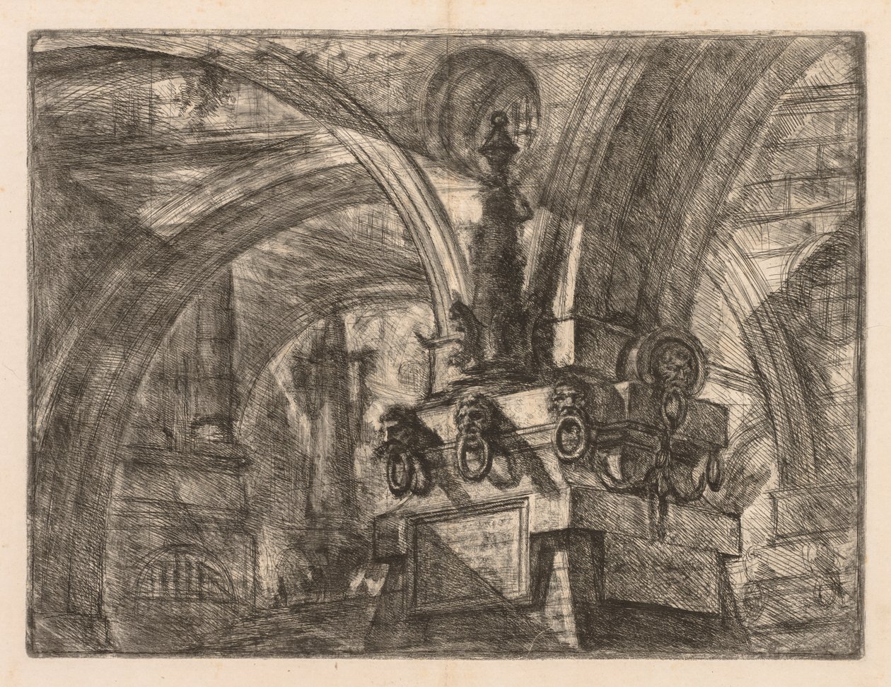 The Prisons: Round Arches Springing from a Square Column, 1745-1750. av Giovanni Battista Piranesi