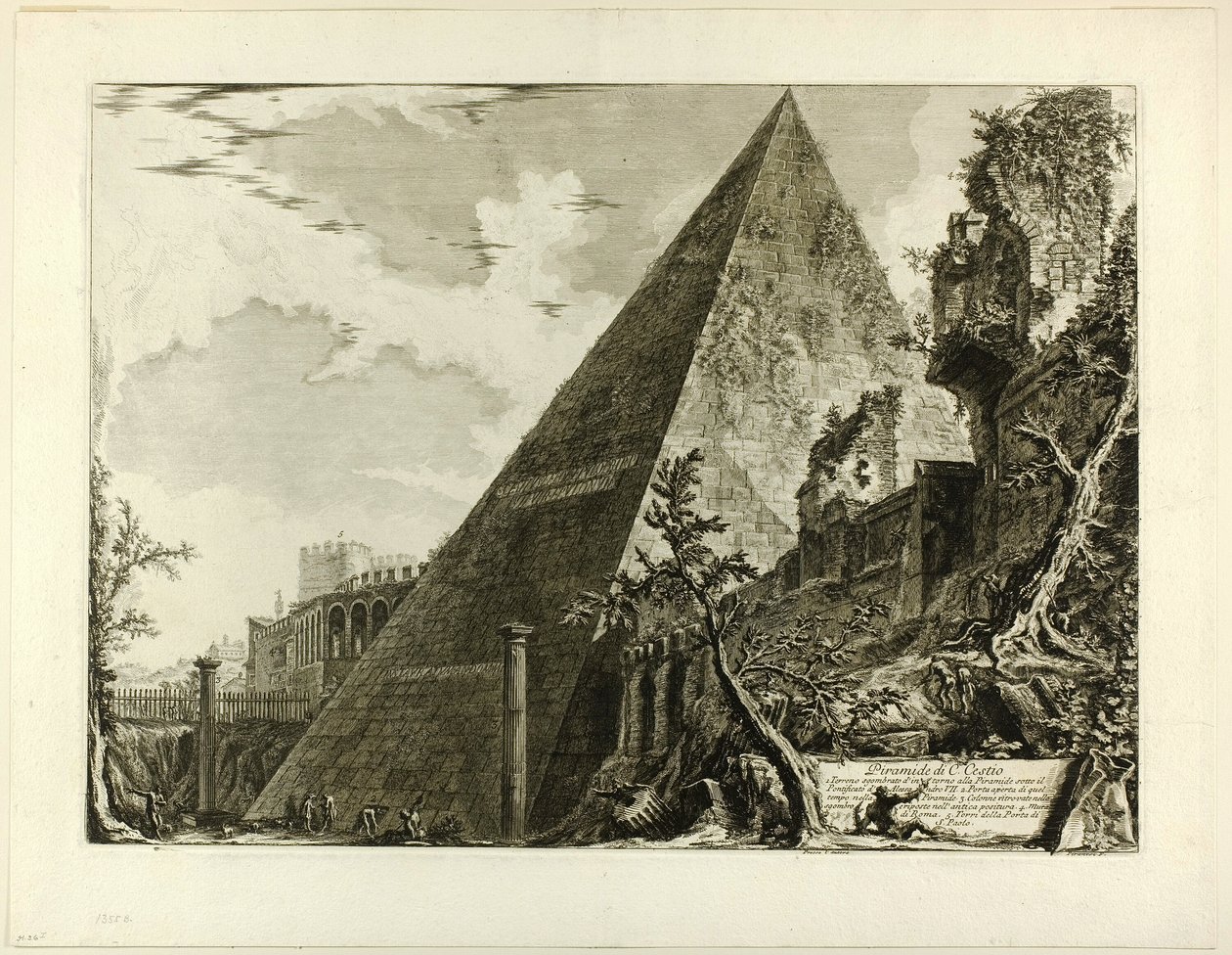 Pyramiden av Gaius Cestius, från utsikt över Rom av Giovanni Battista Piranesi