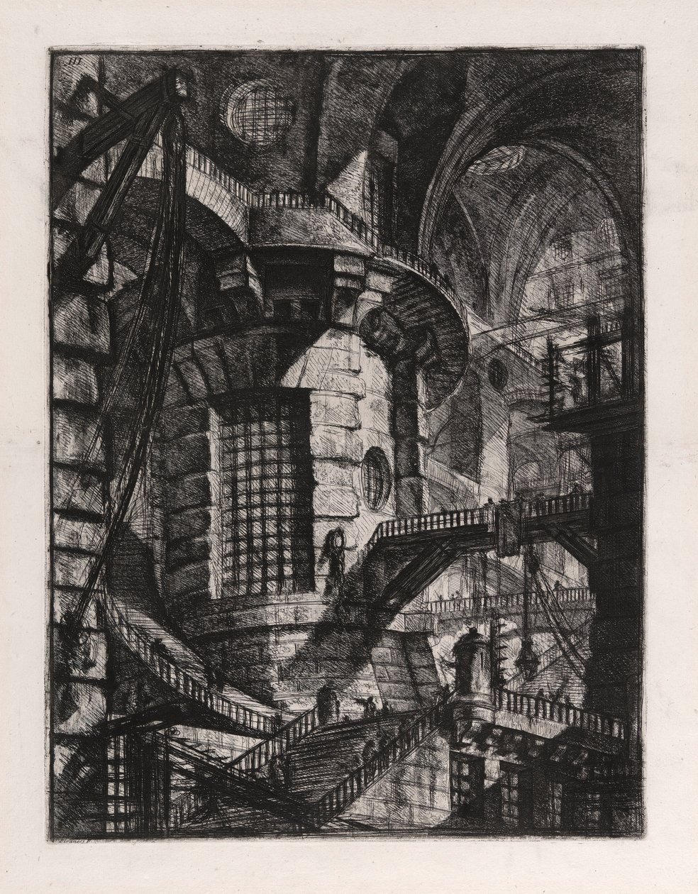 Runda tornet, skylt 3 från Carceri d av Giovanni Battista Piranesi