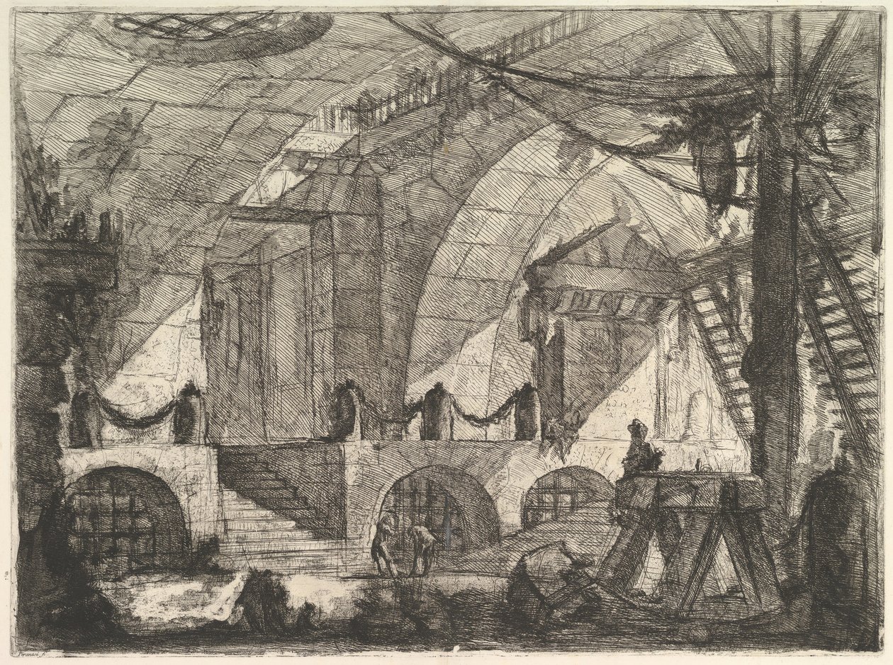 The Sawhorse, från Carceri dinvenzione Imaginary Prisons, ca. 1749-50. av Giovanni Battista Piranesi