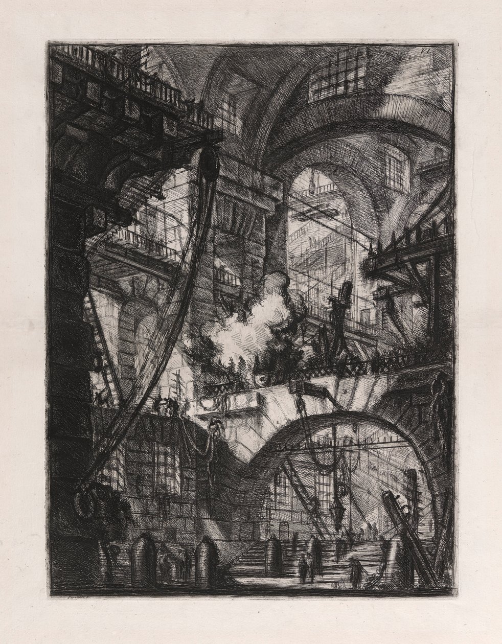 The Smoking Fire, tallrik 6 från Carceri d av Giovanni Battista Piranesi