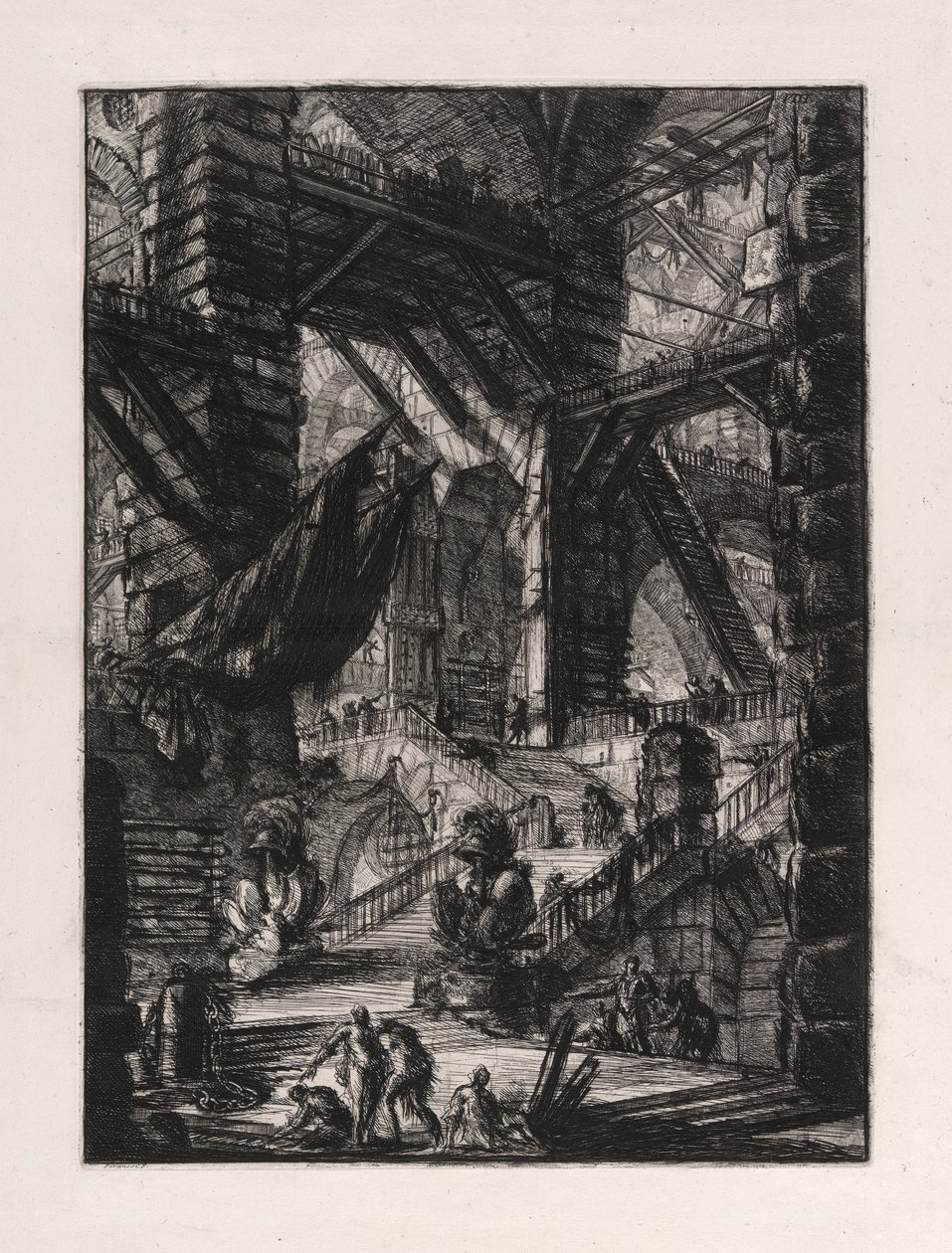 Trappan med troféer, skylt 8 från Carceri d av Giovanni Battista Piranesi