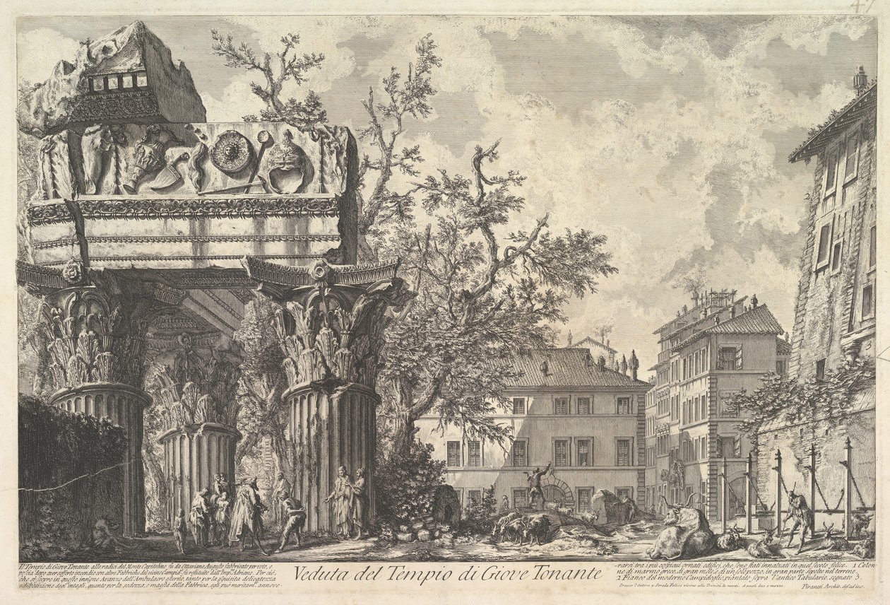 Vespiantemplet Vy över Jupiters tempel Thundering, ca. 1756. av Giovanni Battista Piranesi