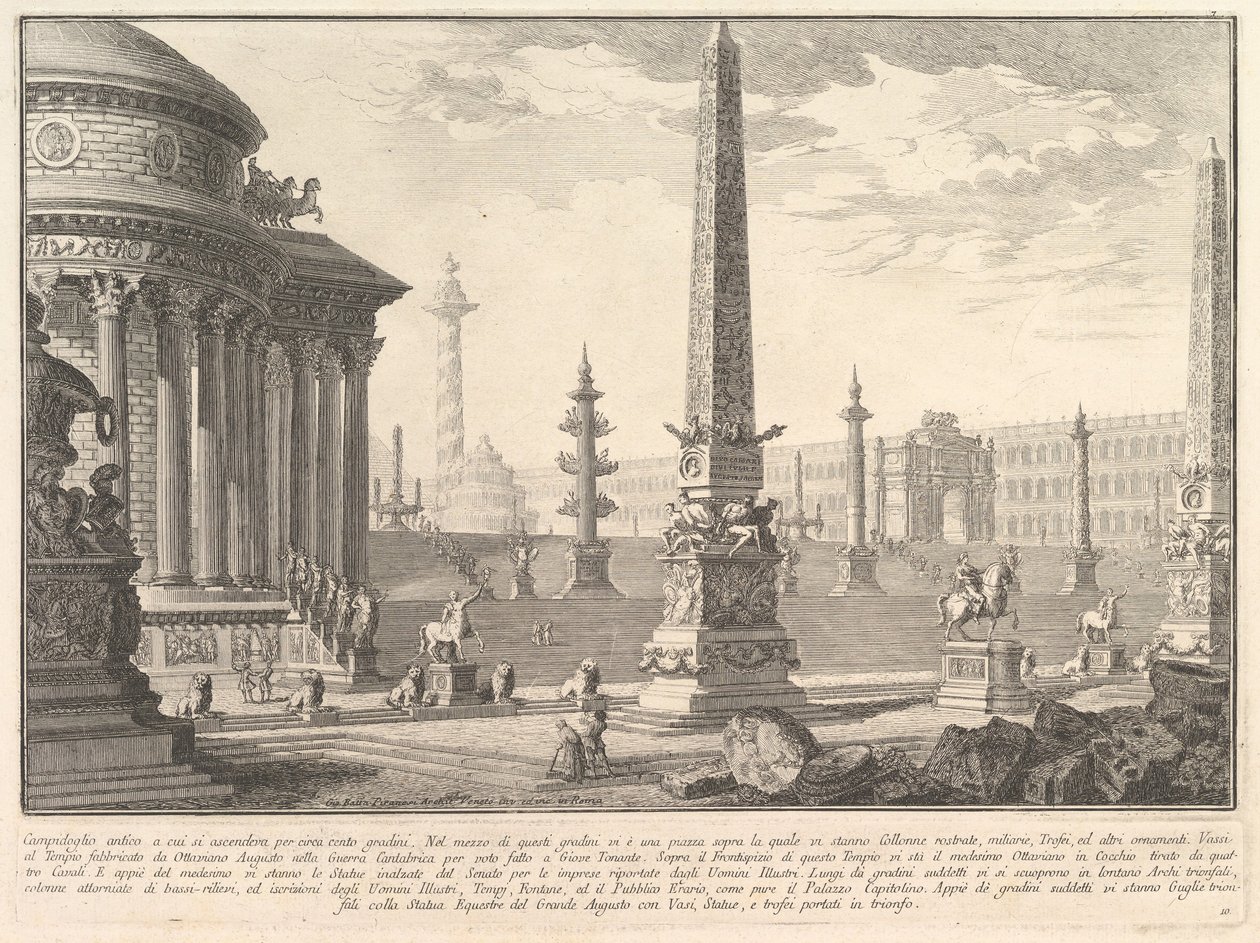 Den antika Capitolium steg upp med cirka hundra steg. . . Campidoglio myra..., ca. 1750. av Giovanni Battista Piranesi