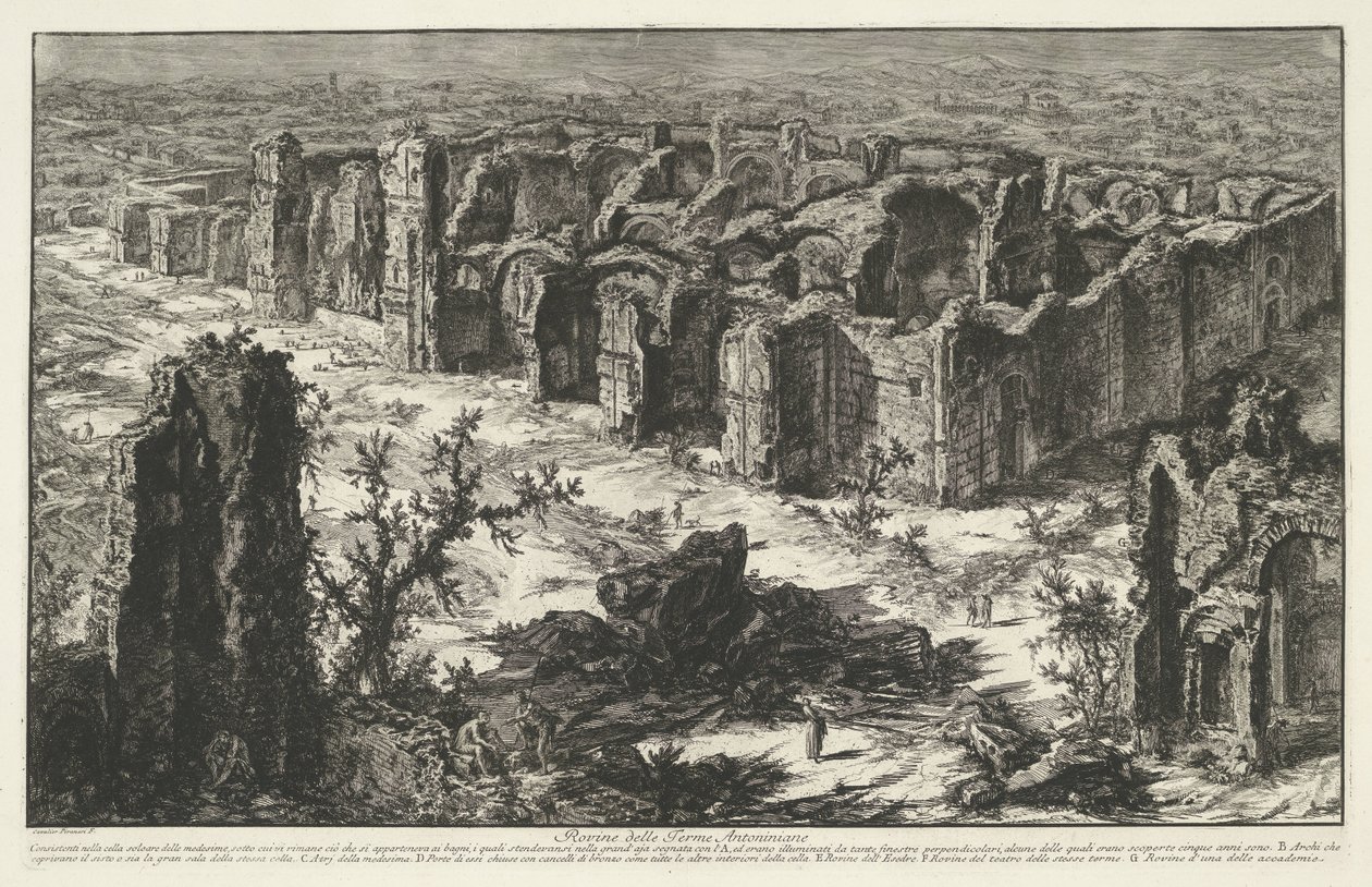 Thermen van Caracalla te Rom Ruinerna av Antoninian Baths (titel på objektet) Gezichten op Rome (serietitel) Utsikter över Rom tecknade och graverade av Giambattista Piranesi-arkitekten Ve(nez)iano (serietitel) av Giovanni Battista Piranesi