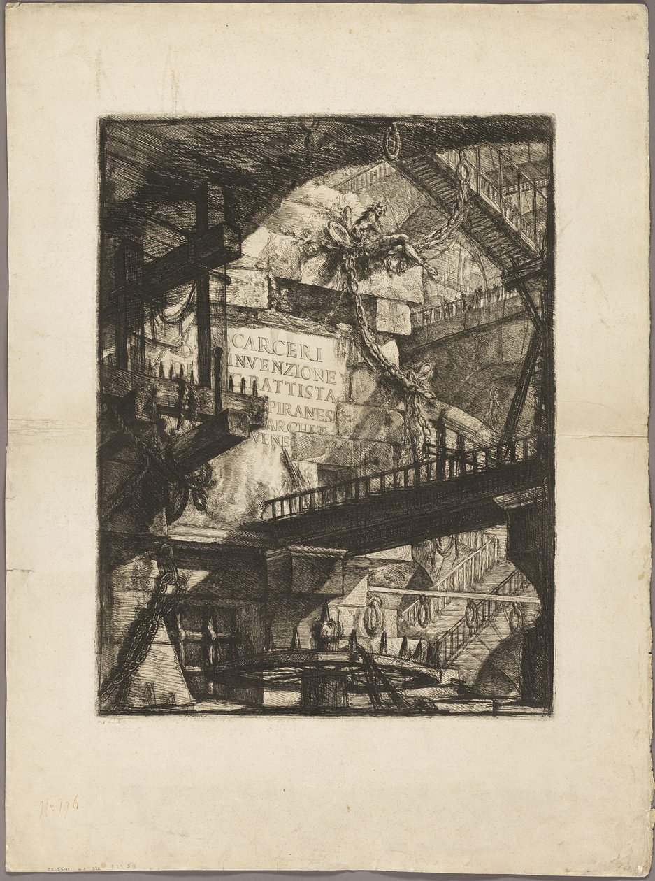 Titelsida från Imaginary Prisons av Giovanni Battista Piranesi