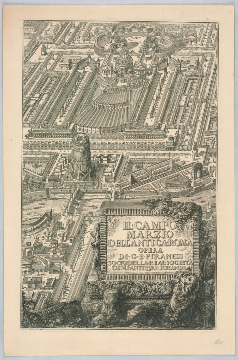 Titelsida, "The Campus Martius of Ancient Rome," från del 20 av "The Complete Works of Giovanni Battista Piranesi" av Giovanni Battista Piranesi