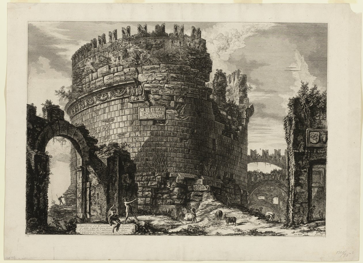 Caecilia Metellas grav, från Vyer över Rom av Giovanni Battista Piranesi