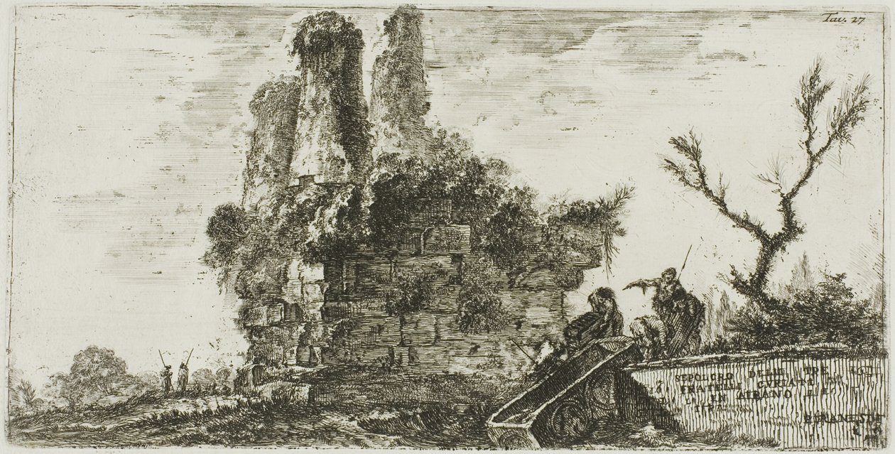 Grav av de tre bröderna Curiatii i Albano, skylt 27 från Some Views of Triumphal Arches and other monuments av Giovanni Battista Piranesi