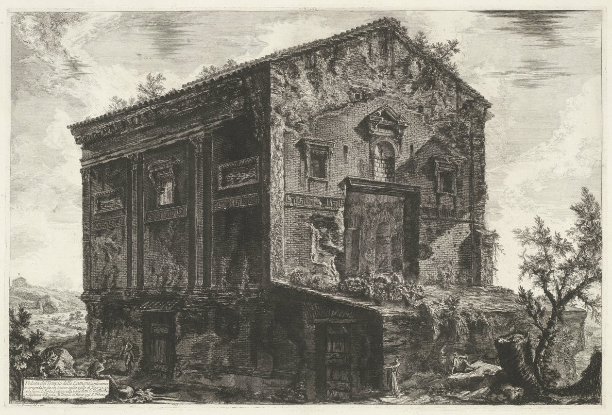 Tombe van Aspasia Annia Regilla te Rom Utsikt över Camenetemplet (titel på objekt) Gezichten op Rome (serietitel) Utsikt över Rom designad och graverad av Giambattista Piranesi-arkitekten Ve (nez) iano (serietitel) av Giovanni Battista Piranesi