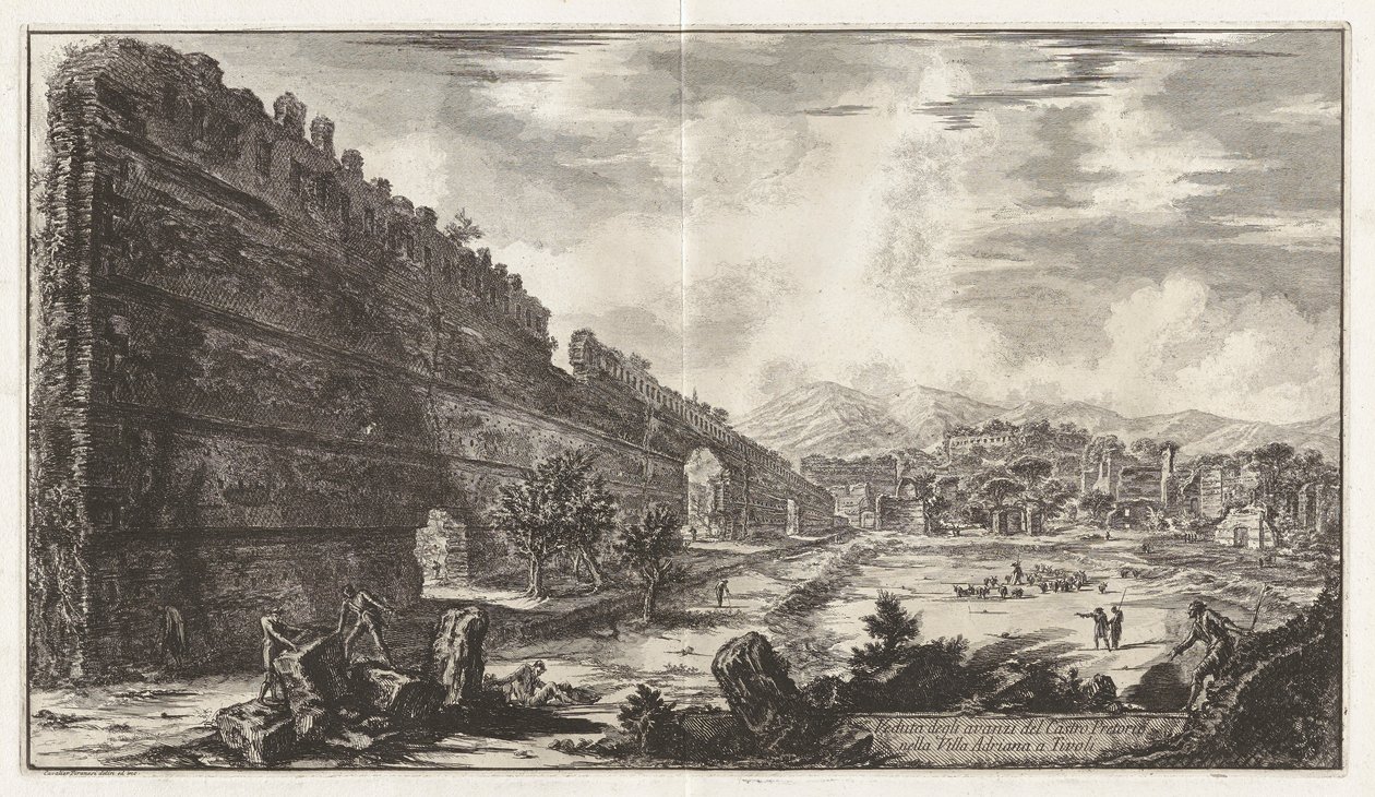 Utsikt över resterna av Praetorian Fort [the Poecile] i Hadrianus av Giovanni Battista Piranesi