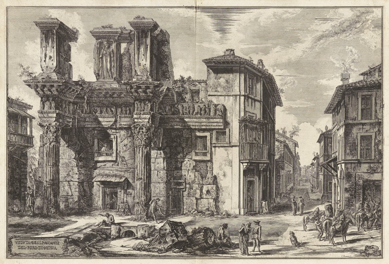 Utsikt över resterna av Forum of Nerva, från Vedute di Roma (Utsikt över Rom) av Giovanni Battista Piranesi