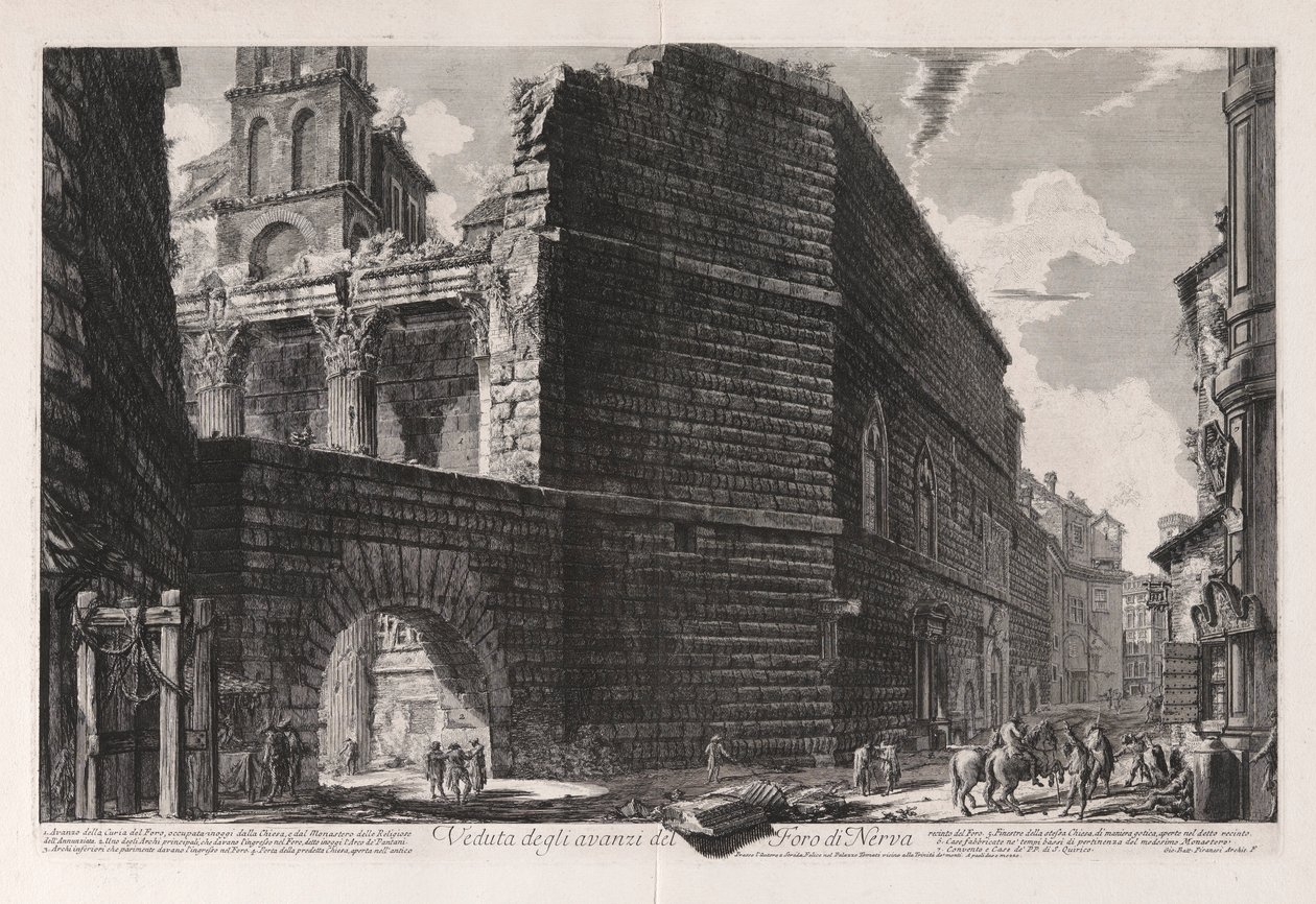 Utsikt över resterna av Forum of Nerva, från Vedute di Roma (Utsikt över Rom) av Giovanni Battista Piranesi