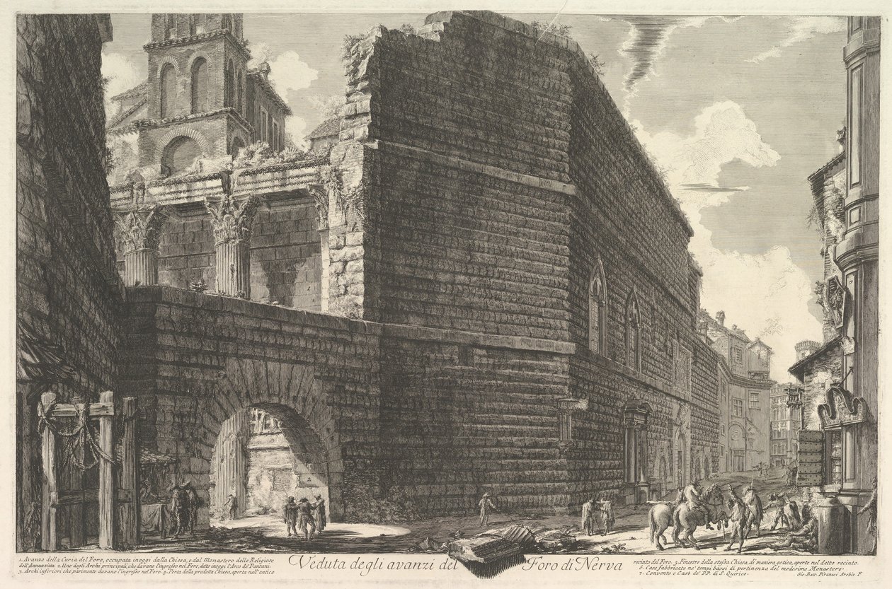 Utsikt över resterna av Forum of Nerva, larcade et la muraille Augustus Forum [err ..., 1757. av Giovanni Battista Piranesi