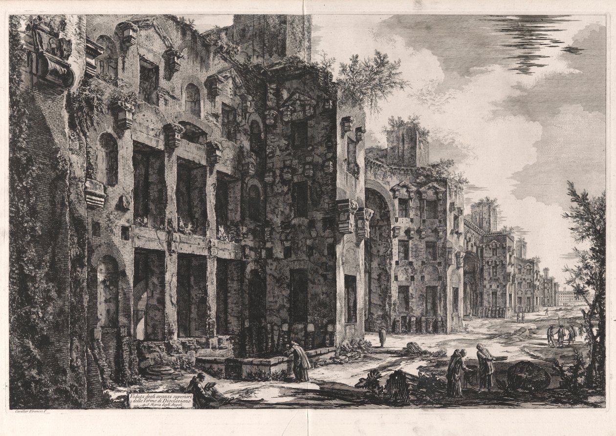 Utsikt över de övre resterna av Diocletianus bad vid Santa Maria degli Angeli [interiören av Frigidarium: södra väggen]), från Vedute di Roma (Utsikt över Rom) av Giovanni Battista Piranesi