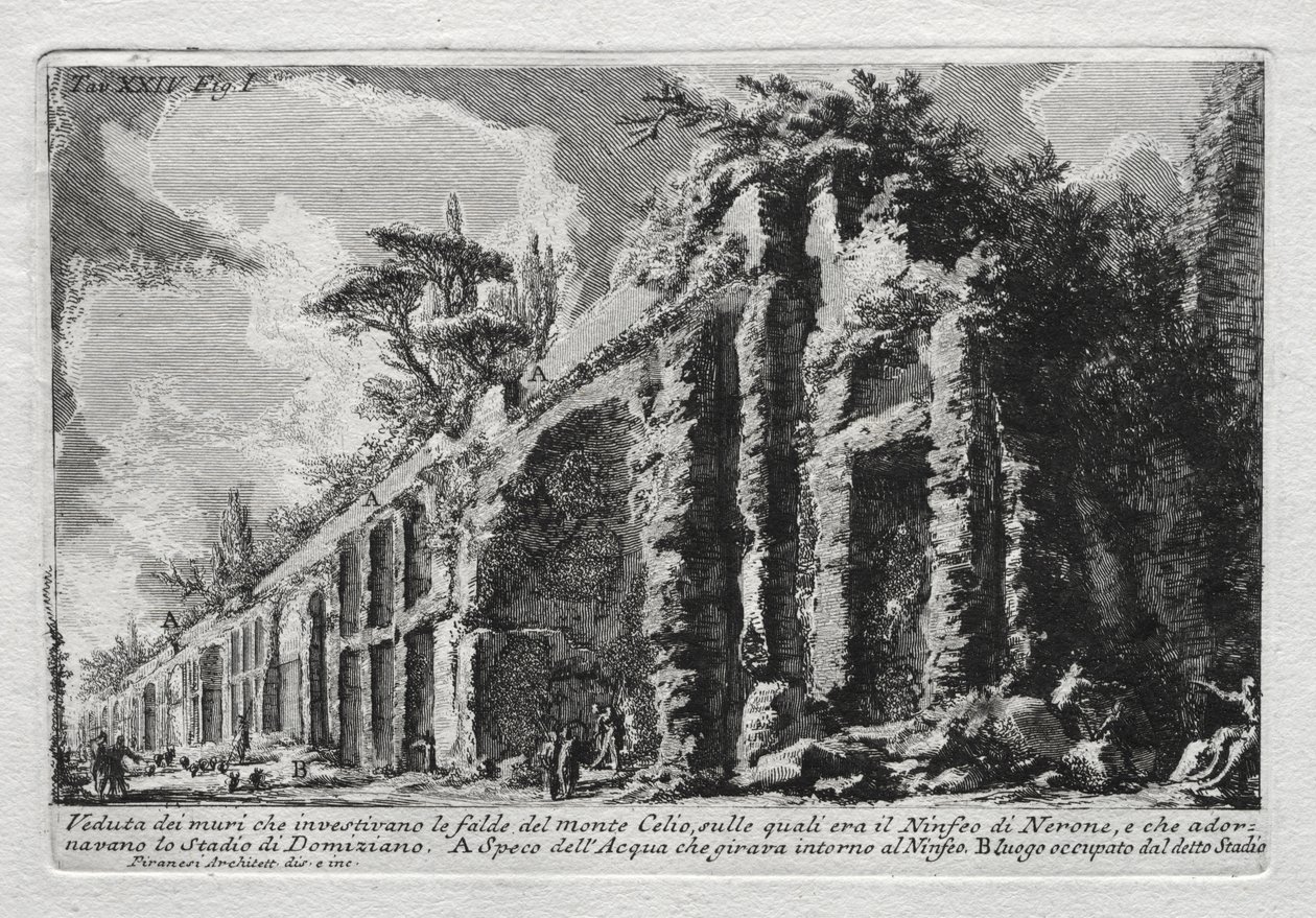 Utsikt över väggarna som täckte Monte Celios sluttningar av Giovanni Battista Piranesi