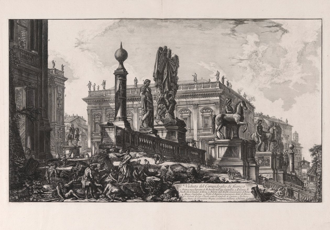 Utsikt över Campidoglio från sidan, från Vedute di Roma (Utsikt över Rom) av Giovanni Battista Piranesi