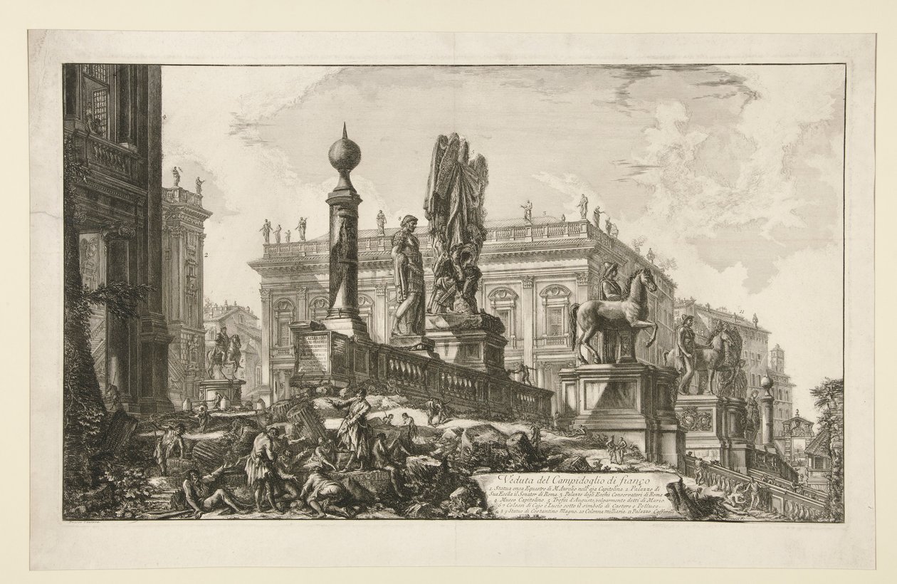 Utsikt över Campidoglio, från sidan, från Vedute di Roma av Giovanni Battista Piranesi