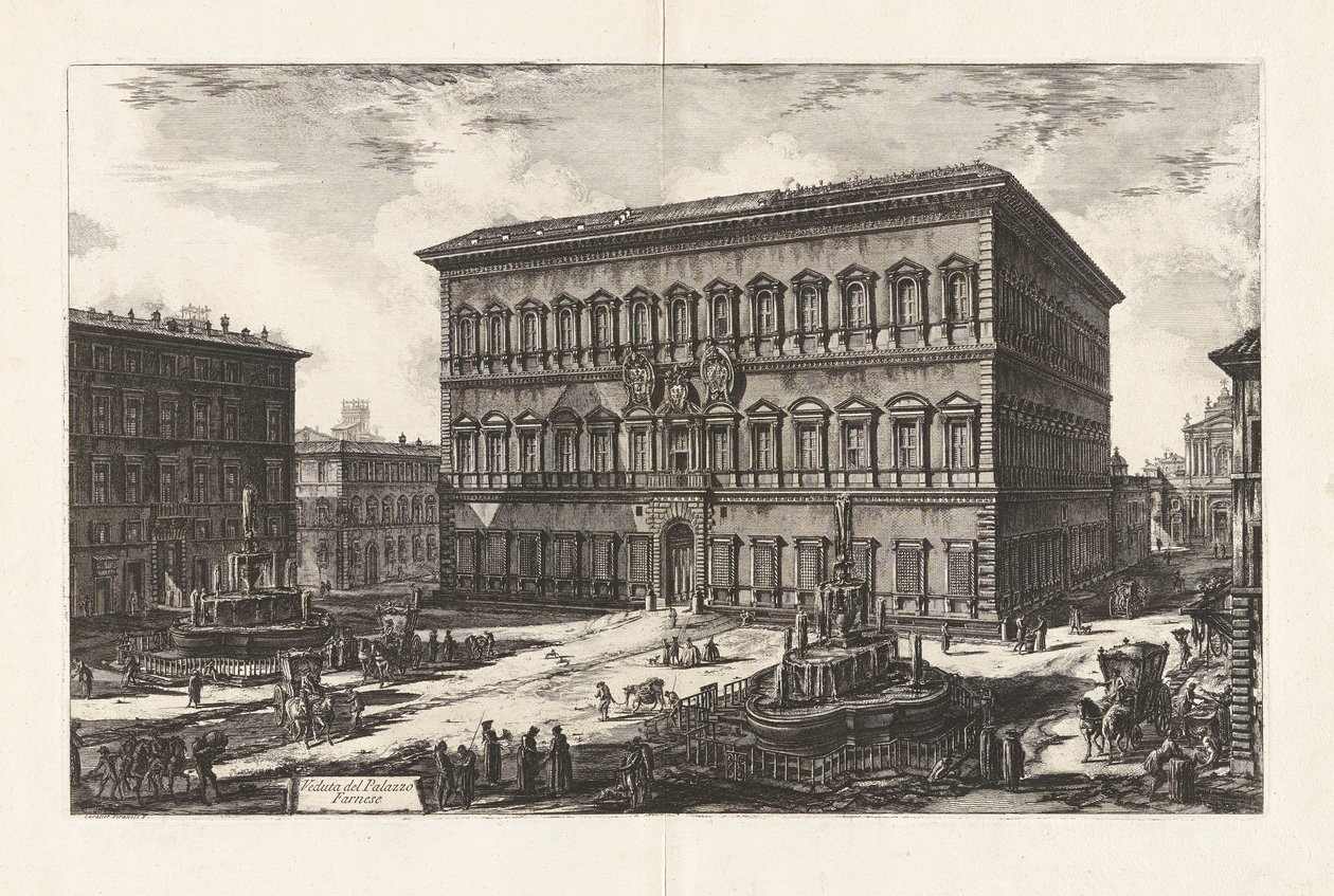 Utsikt över Palazzo Farnese (Utsikt över Palazzo Farnese), från Vedute di Roma (Utsikt över Rom) av Giovanni Battista Piranesi