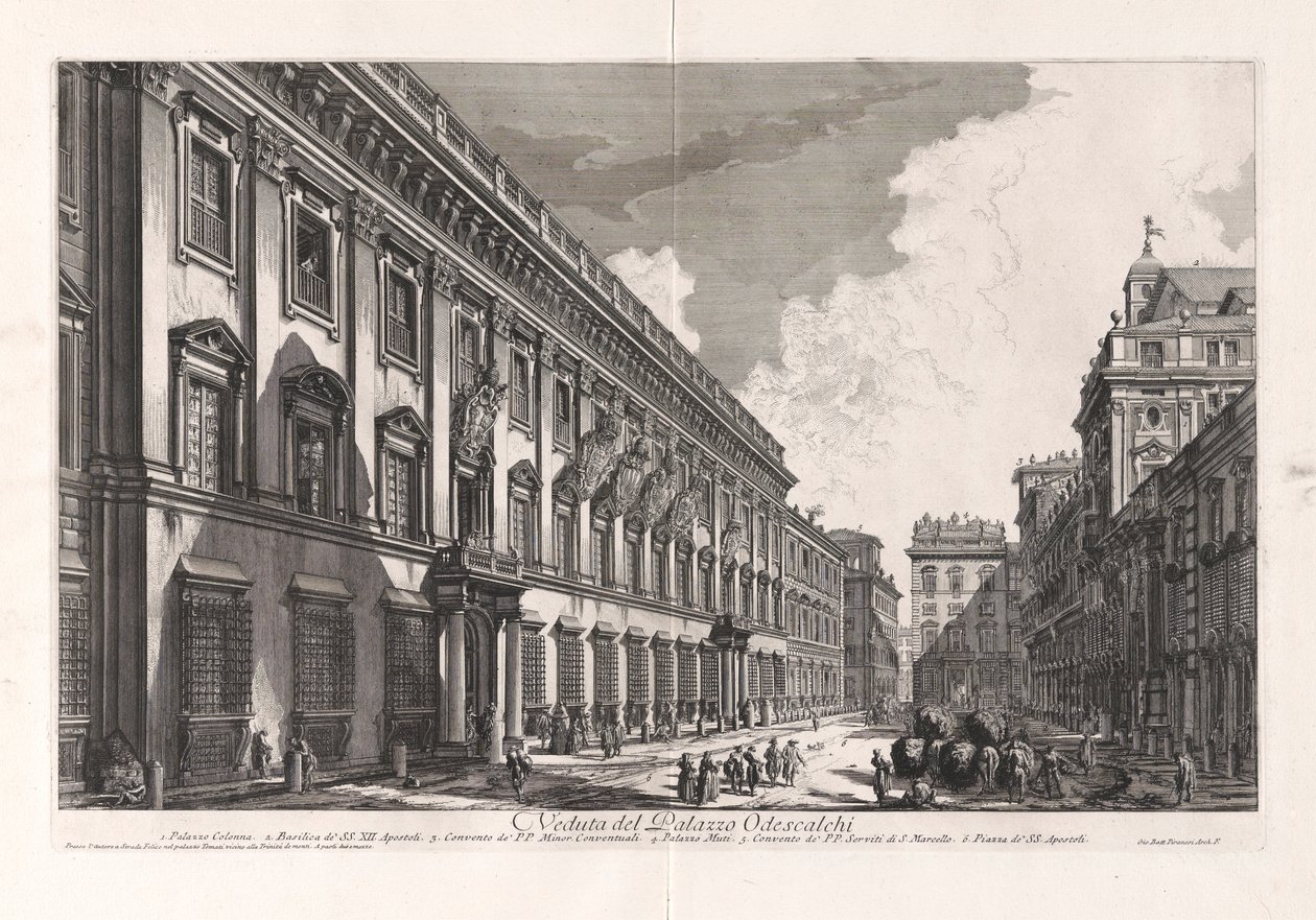 Veduta del Palazzo Odescalchi (Utsikt över Odescalchi-palatset), från Vedute di Roma (Utsikt över Rom) av Giovanni Battista Piranesi