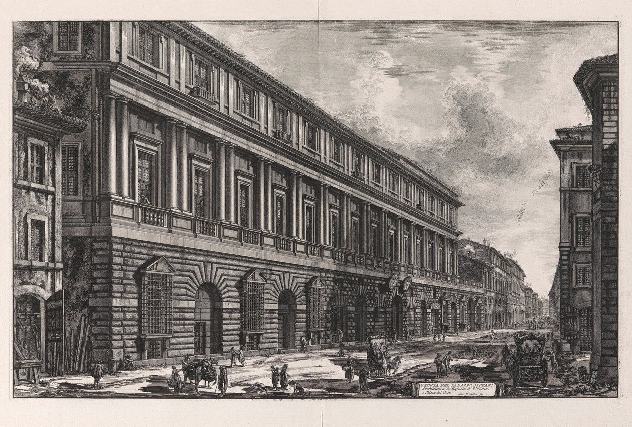 Utsikt över Stopani-palatset. Arkitektur av Rafaele d av Giovanni Battista Piranesi