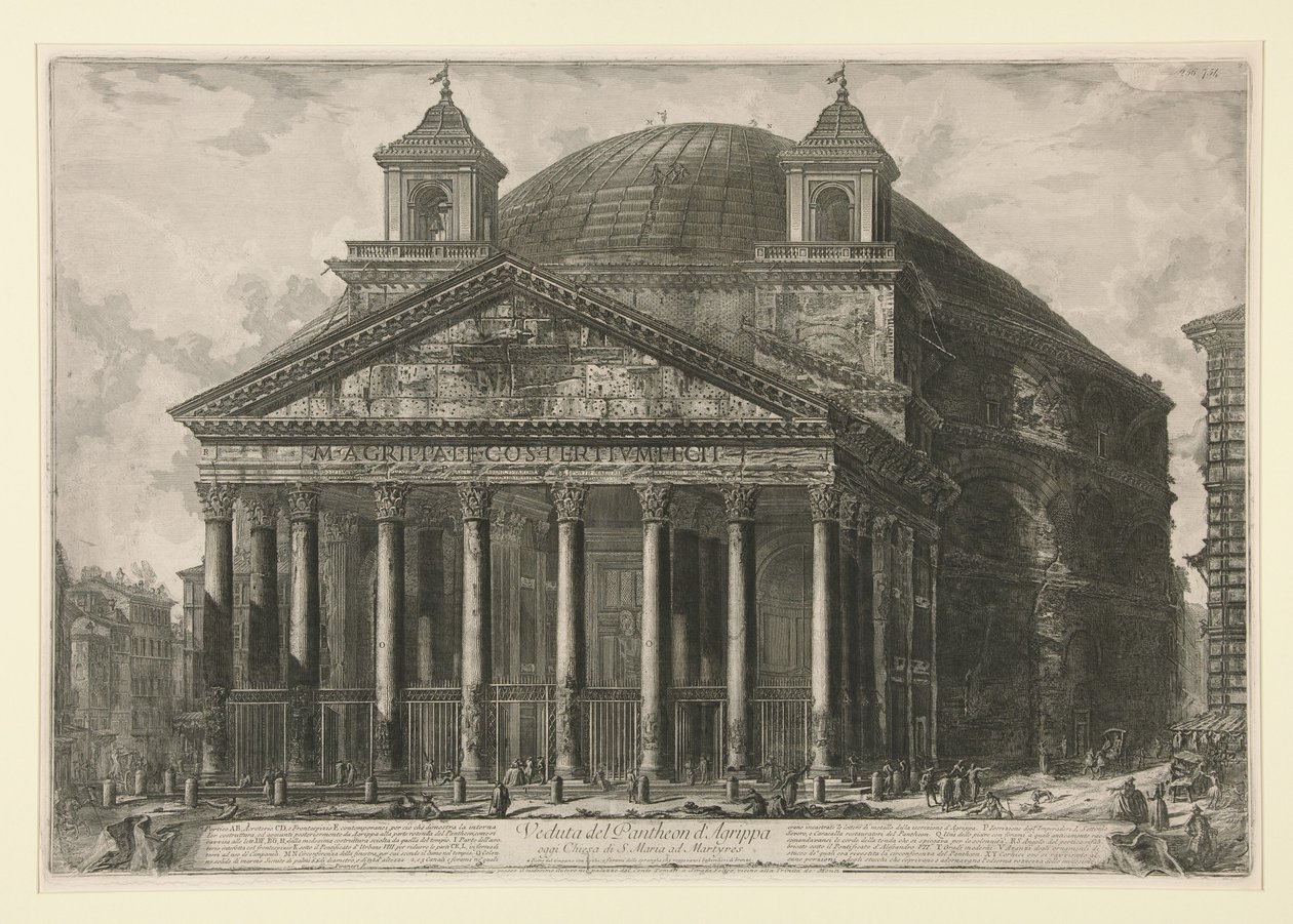 Vy över Agrippas Pantheon, i dag kyrkan Santa Maria ad Martyres, ur Vedute di Roma av Giovanni Battista Piranesi