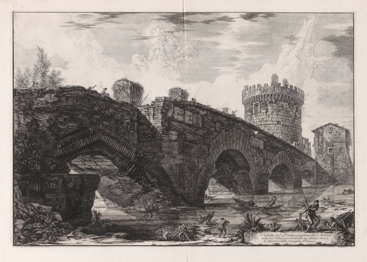 Utsikt över Luganobron på l av Giovanni Battista Piranesi