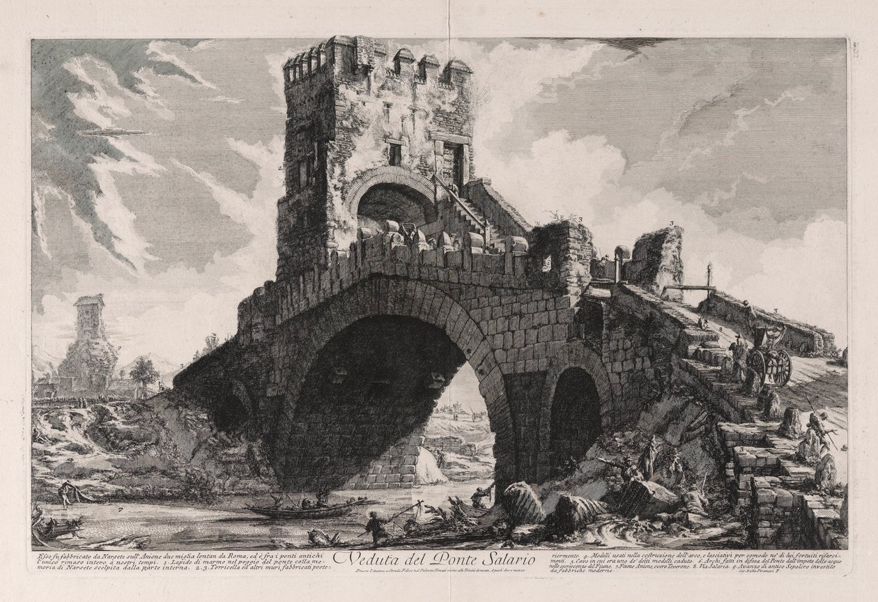 Utsikt över Salario-bron, från Vedute di Roma (Utsikt över Rom) av Giovanni Battista Piranesi
