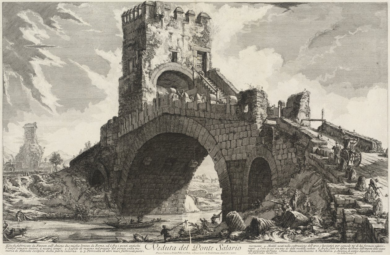 Utsikt över Salario-bron av Giovanni Battista Piranesi