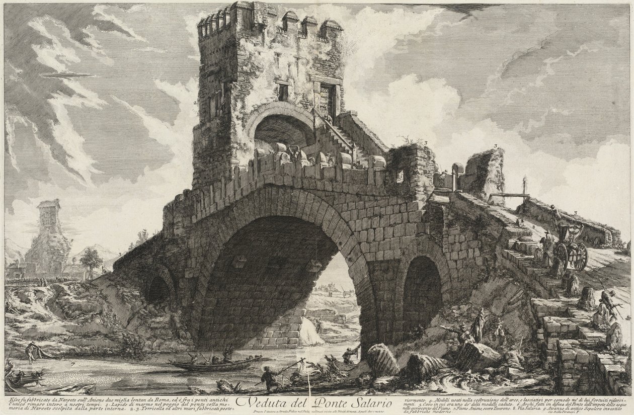 Vy över Ponte Salario av Giovanni Battista Piranesi