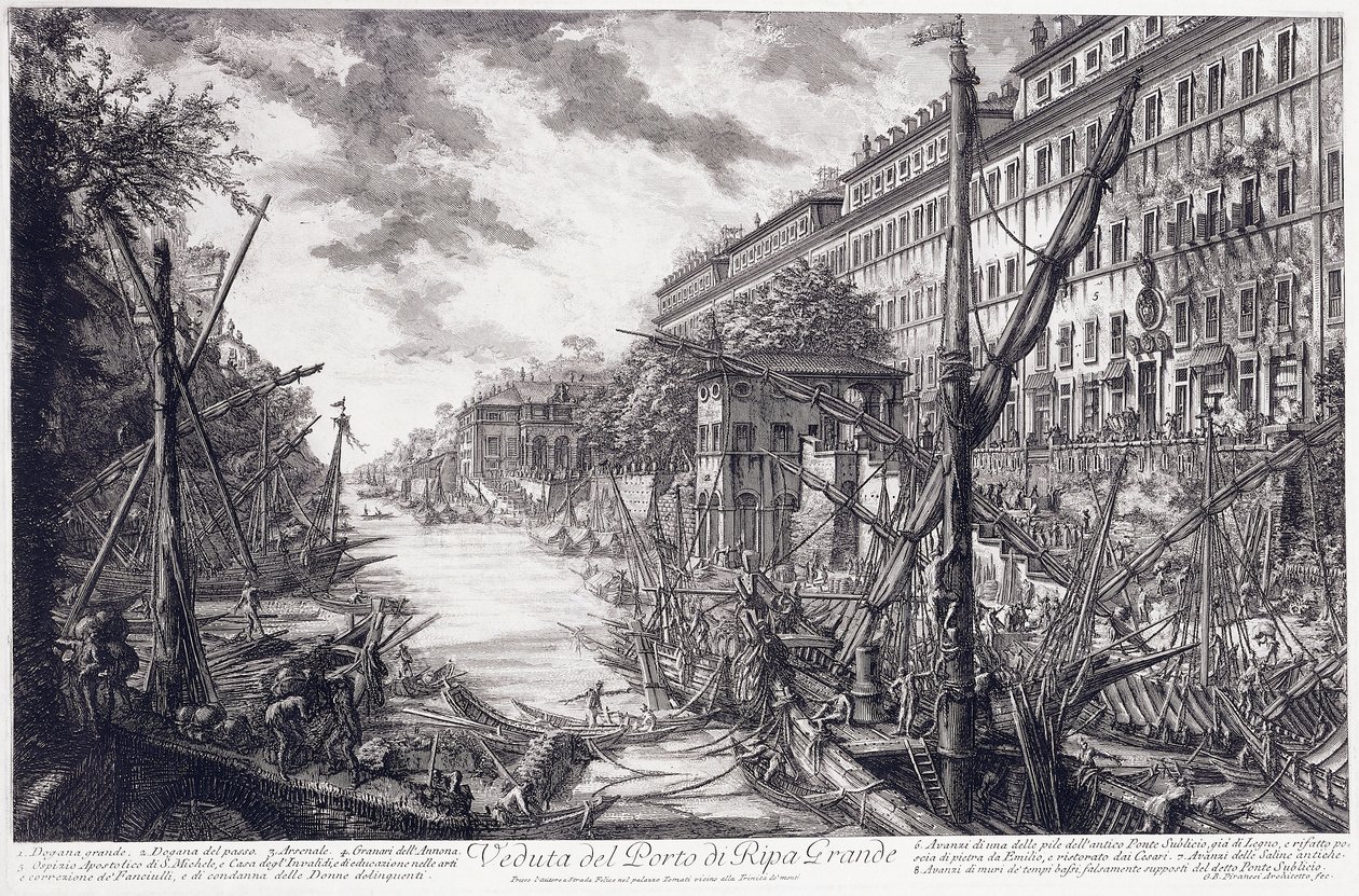Utsikt över hamnen i Ripa Grande, ca 1760 av Giovanni Battista Piranesi