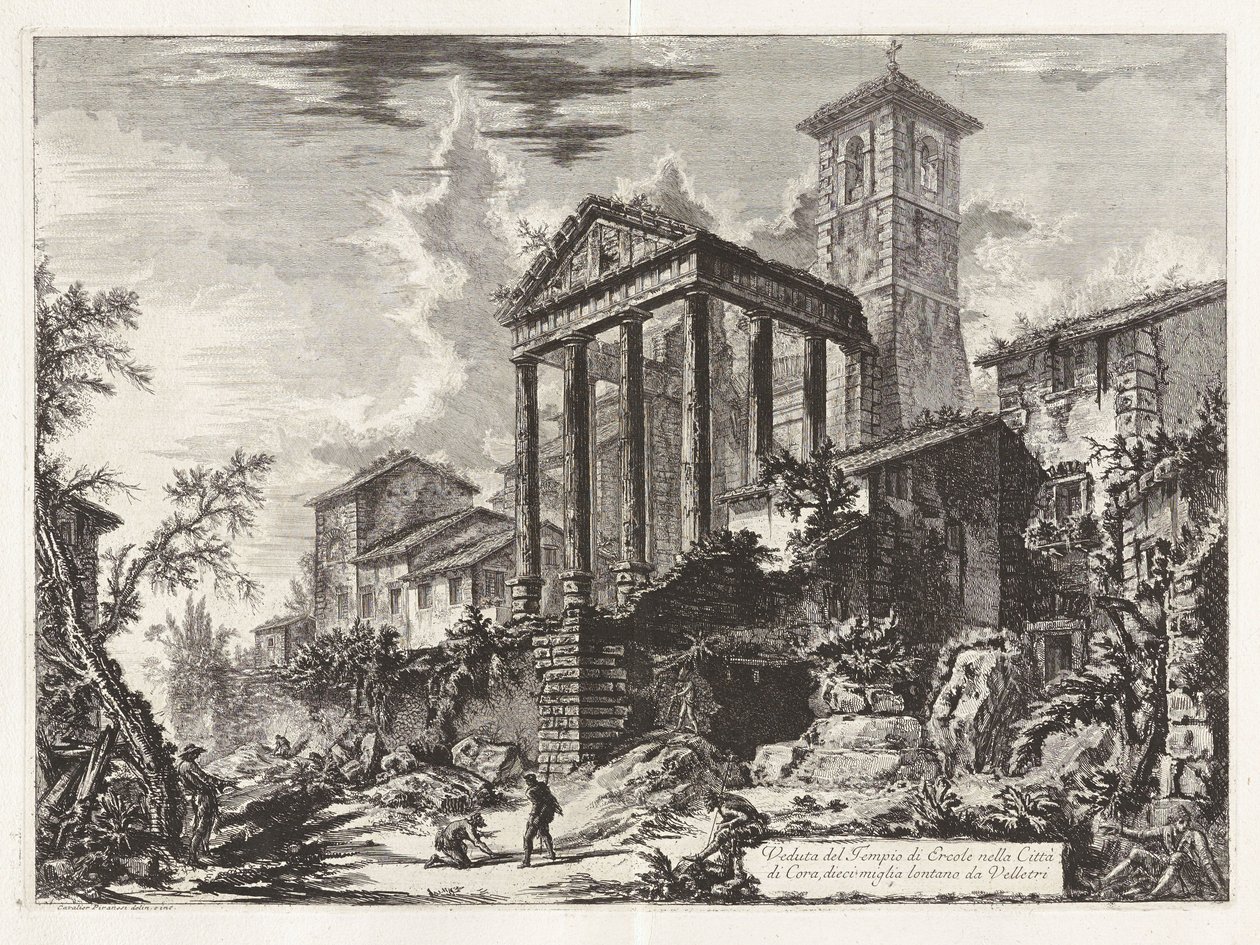 Vy över Herkulestemplet i staden Cora, tio mil från Velletri, ur ”Vyer över Rom” av Giovanni Battista Piranesi