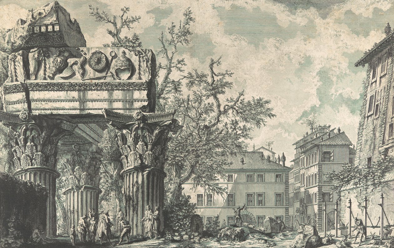 Utsikt över det åskande Jupiters tempel, 1740-60-talet. av Giovanni Battista Piranesi