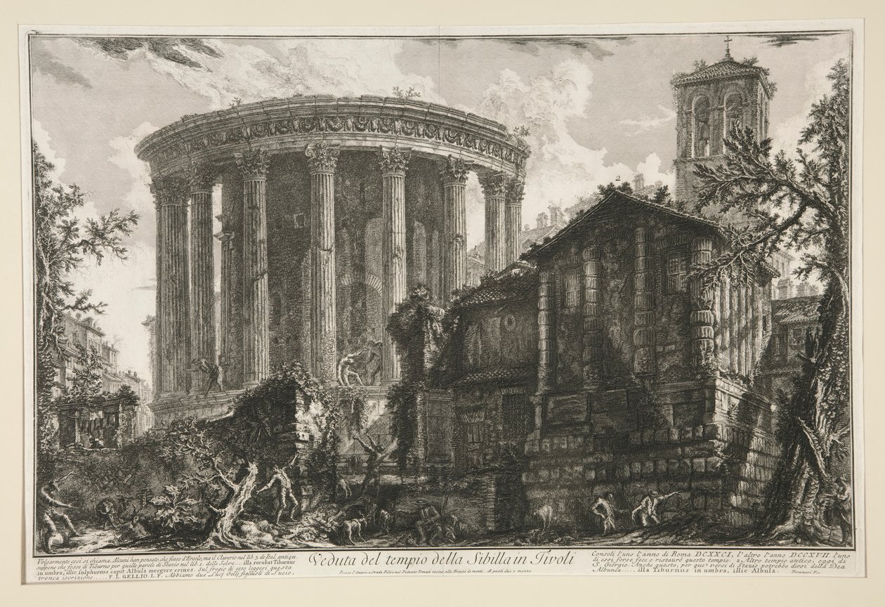 Vy över Sibylltemplet i Tivoli, från Vedute di Roma av Giovanni Battista Piranesi