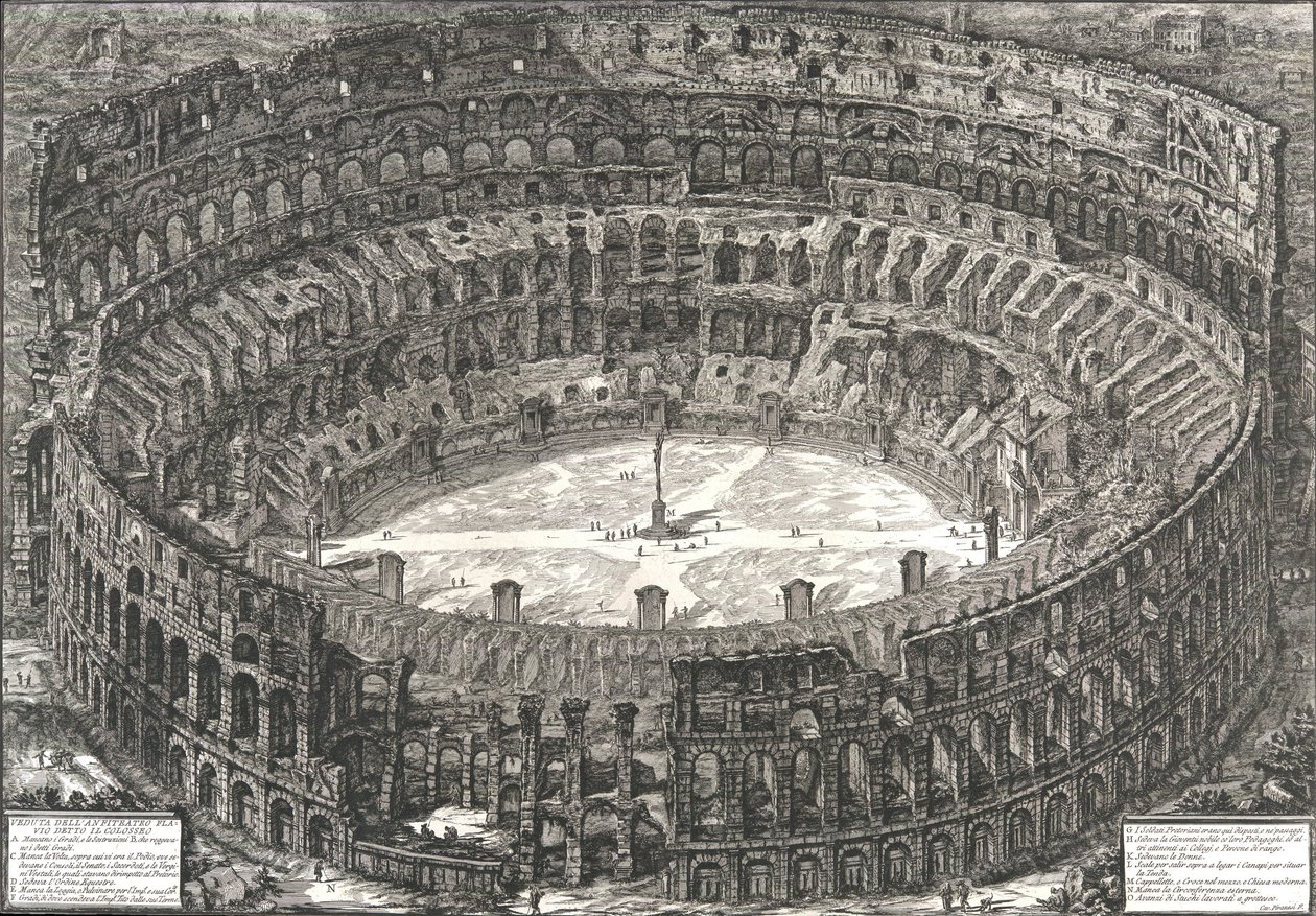 Utsikt över den flaviska amfiteatern känd som Colosseum, 1776. av Giovanni Battista Piranesi