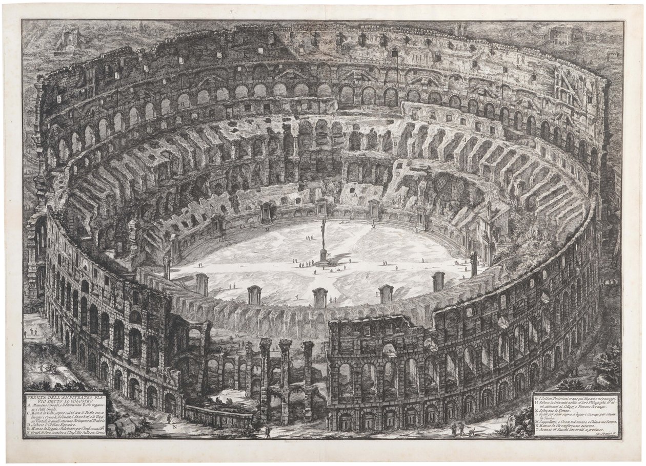 Utsikt över den flaviska amfiteatern känd som Colosseum, 1776. av Giovanni Battista Piranesi